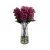 Artificial Lilac Flower, in Glass Vase, Purple with green Color