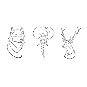 Decorative Metal Panel Group Of Animals Size 46x67+34x54+40x66 cm Black | 