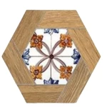 Veracruz Hexagonal Porcelain, Andalusian Design, Dimensions 23×27 cm