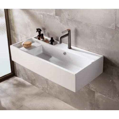 Wall Hung Basin Size 100×48×20 cm, White Color | Abyat Company