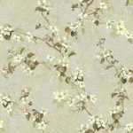 American Wallpaper Pale Green Color Floral Design, Size 10mx0.53m, Model TB4216