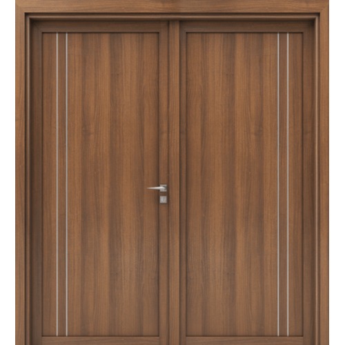 Premium Double Natural Wood Door Brown, Size 220 × 235 cm, 6 cm Thickness | Model M02