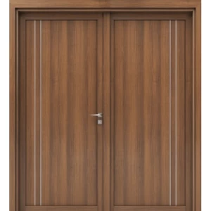 Premium Double Natural Wood Door Brown, Size 220 × 235 cm, 6 cm Thickness | Model M02