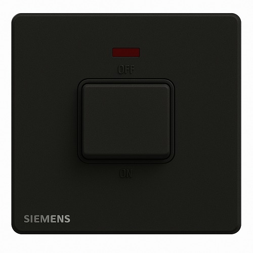 مفتاح مفرد 45 امبير ثنائي القطب مع مؤشر ضوئي (نيون)، اسود، مقاس 86×86 مم، 250 فولت | Siemens (Delta Peleus)
