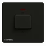 مفتاح مفرد 45 امبير ثنائي القطب مع مؤشر ضوئي (نيون)، اسود، مقاس 86×86 مم، 250 فولت، ماركة سيمنز (دلتا بيليوس)