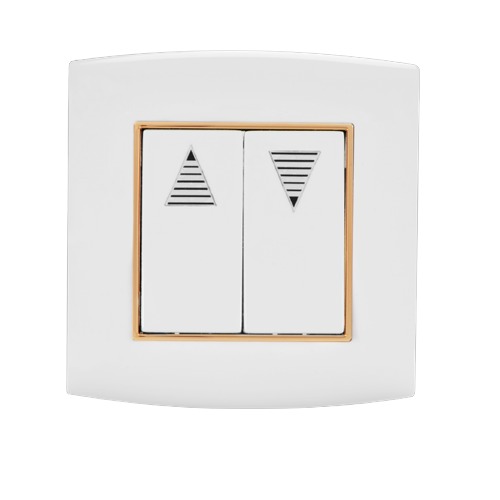 Electrical Light Switch 2 Gang Double Pole 20 Amp 7×7 cm White with Gold Ring | Al Fanar