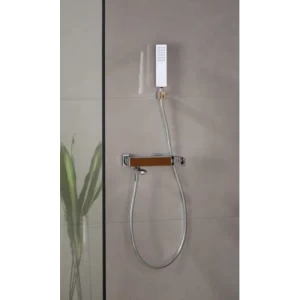 Elegance Wood Bath Mixer Brass Size 23×23×12 cm, Chrome Color | Abyat Company