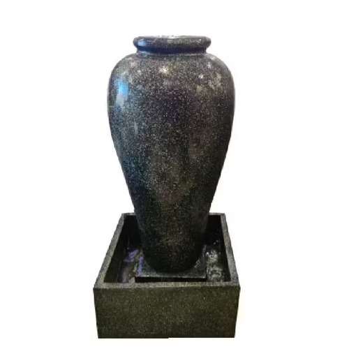 نافورة صغيرة للزينة سيراميك 45 × 45 × 92 سم أسود بإضاءة علوية | مؤسسة زهرة الريان
