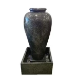 Ceramic Decorative Small Fountain With Overhead Lighting, Black, Size 45 × 45 × 92 cm
