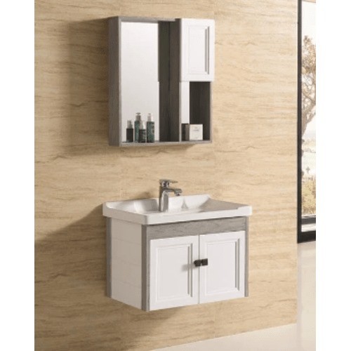 Carbon Fiber Cabinet Washbasin 60x46 cm Gray White with Mirrored Pharmacy | Al Muhaidib Sanitary and Ceramic