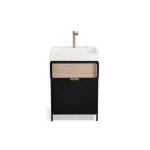 خزانة حمام مع درج تخزين، لون أسود، مقاس 60 سم