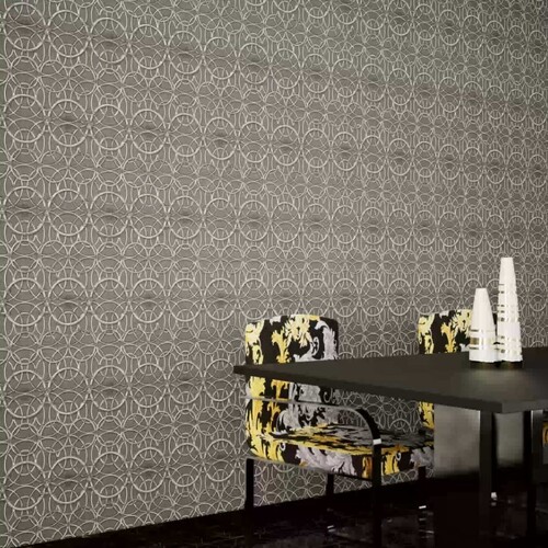 ورق حائط تصميم هندسي مقاس 10 م×50 سم لون رمادي فاتح | 