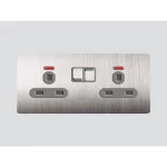 فيش ثلاثي مزدوج ارت دي ان اي E62، بمفتاح ولمبة بيان، لون ستيل فضي، أبعاد 7×14 سم