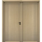 باب خشبي مزدوج للمداخل بتصميم فاخر، لون بيج، مقاس 220 × 235 سم، موديل BM02