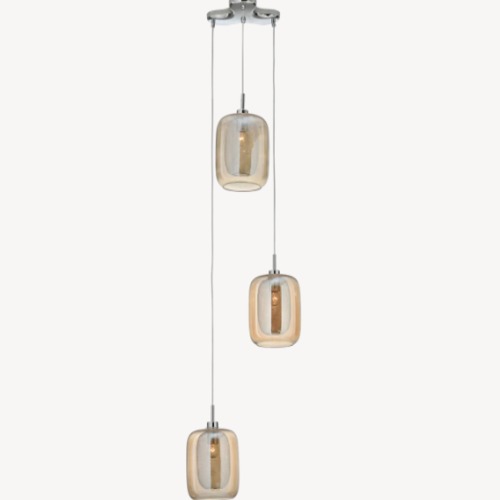 Ceiling Pendant Light Amber and Silver, 47x47x148 cm | Abyat Company