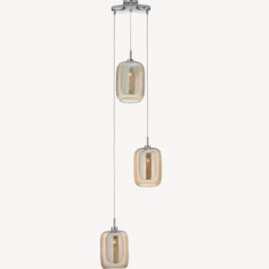 Ceiling Pendant Light Amber and Silver, 47x47x148 cm | Abyat Company