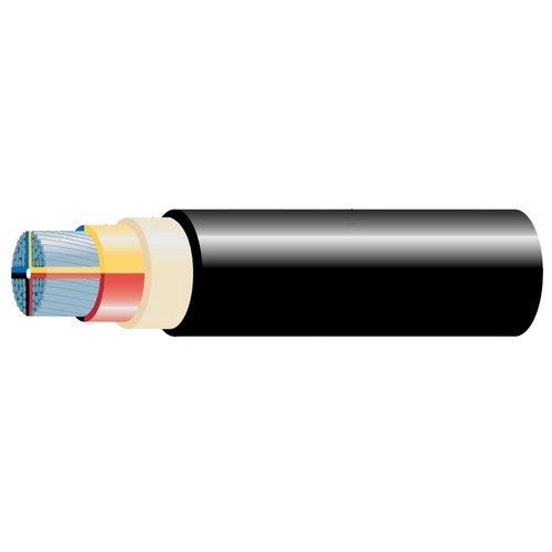كابل 50 مم² 4 خطوط نحاس مجدول 0.6/1 كيلو فولت PVC 85°C لون أسود 500 متر | SCC