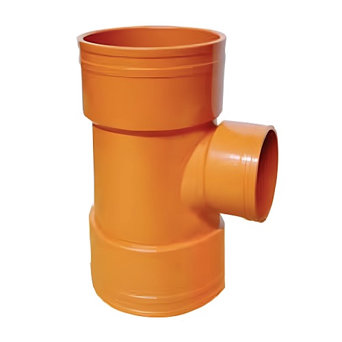 UPVC 87.5° Reduced Tee Size 200×160 mm, Length 360 mm, Orange Color | Cosmoplast
