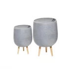 Fiberglass Growing Box, Round Shape, Gray, 25cm Width, 30cm Depth, 30cm Height