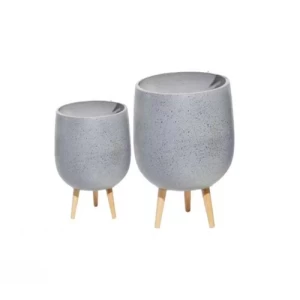 Fiberglass Growing Box Round Shape 25cm Width 30cm Depth 30cm Height Gray | Zahrat Al Rayyan Establishment