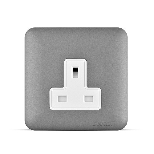 13 Amp 1 Gang Socket 7x7 cm, Dark Silver, 250V | SPECTRA