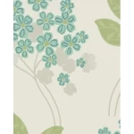 Wall decoration floral design, size 10 m x 0.53 m, beige and turquoise color, model 20611