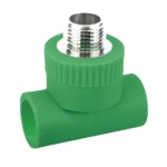 PPR Plastic Tee with Male Threaded , Al-Jawdah Company Size 25 mm × 1/2 inch   Diameter 34 mm Color Green