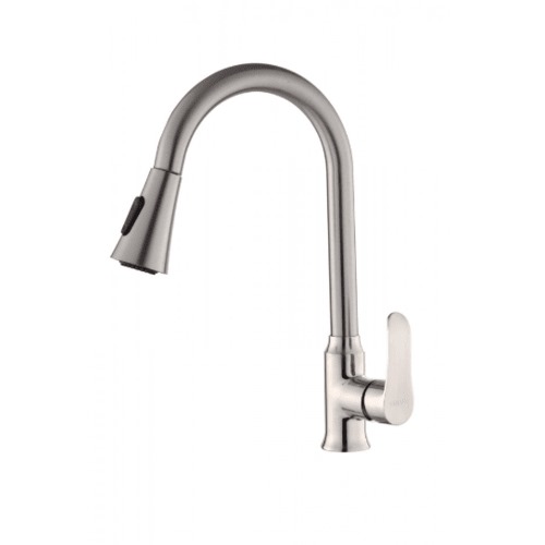 Modern Pull Out Kitchen Washbasin Mixer 60 cm, Matt Chrome | Albayt Alaniq Sanitary Tools