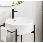Porcelain Countertop basin length 46.5 cm, width 46.5 cm, height 16.5 cm, White Color