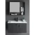 Hand washbasin With Wooden Cabinet And Pharmacy With Mirror Size 60 cm, Dark Grey Color