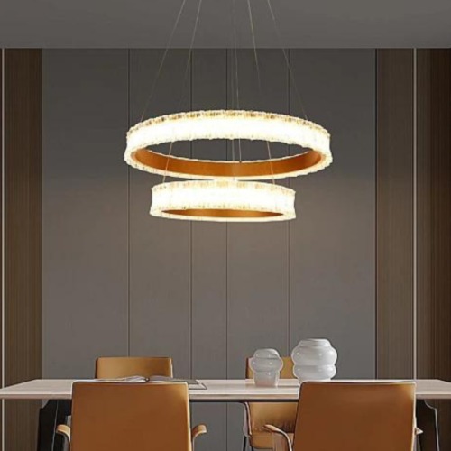 Modern Gold Metal Chandelier Adjustable Height 40-150 cm, Diameter 60+80 cm | Matkel Store