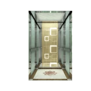 MRL Passenger Elevator 1150kg 15 Persons 1.5m/s Printed Safety Glass Mirror Ceiling PVC Flooring