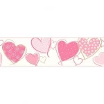 American wall Covering for youth and children, size 10 m x 0.53 m, off white with pink color, model GK8863B 