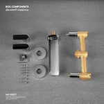 Wall-mounted brass sink mixer, size 32x19x6.8 cm, matte gold color