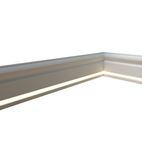 PU Foam Illuminated Skirting 2.44×20×2 cm, White | Zakharef Company