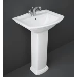 مغسلة افرنجي قاعدة إرتكازية ارتفاع 83.5 سم، مقاس 37.5×46 سم، لون أبيض | راك للخزف