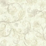 Leaf patterned wallpaper, creamy color, length 10 m, width 0.53 m, model EP6164  