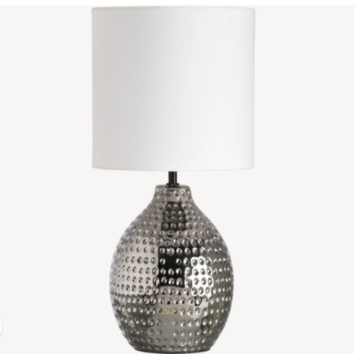 Decorative Table Lamp Contemporary 24x24x39 cm Silver White | Abyat Company