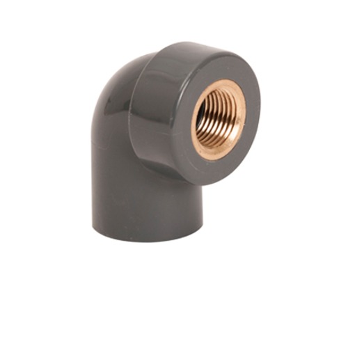 PVC Elbow 90° Slip x FPT With Brass Insert Schedule 80, ½ × ¾ inch, Gray | Arabian Plastic Manufacturing CO.(APLACO)