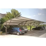 Steel Car Awning with PVC Roof, Square Columns, Height 3 meter, Panel Width 2 meters