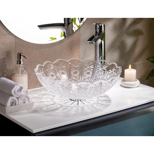 Clear Glass Countertop Wash Basin 41.5x41.5x14 cm, 6 kg | Abyat Company