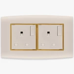 فيش كهرباء مزدوج بمفتاحين ثنائى القطب 14 امبير الفنار  موديل أمنية مقاس  7x14 لون ذهبى بحلقة ذهبى