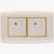 Electrical Switch socket  with 2 g switch 2 way 14 Amp AL-FANAR Model  Omnia Size 7x14 Color Gold with Gold Ring
