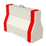 حواجز خرسانية مقاس 100*150*55 سم مسلح اللون احمر وابيض هوك واحد مع فتحة فورك ليفت للرفع وفتحات تصريف