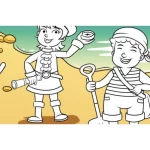 Decorative wall mural kids design, size 115×175cm, white with beige color