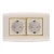 schuko socket With shutter 2 gang 16 Amp Alfanar Model  Omnia Size 7x14 Colour Gold with Gold Ring