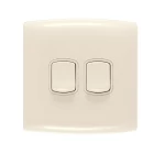 Electrical light switch 2 gang 10 Amp ALF  Al Fanar Company Size 7×7 cm Color Beige 