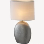 أباجورة طاولات بتصميم فاخر، حجم 37×20×53 سم، لون ابيض مع فضى 