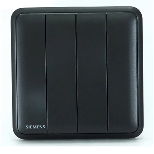 10A 4 Gang Light Switch 86x86mm Black, 250V | Siemens (Delta Seata)