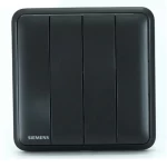 مفتاح انارة رباعي 10 امبير، اسود، 86×86 مم، 250 فولت، ماركة سيمنز (دلتا سيتا) 